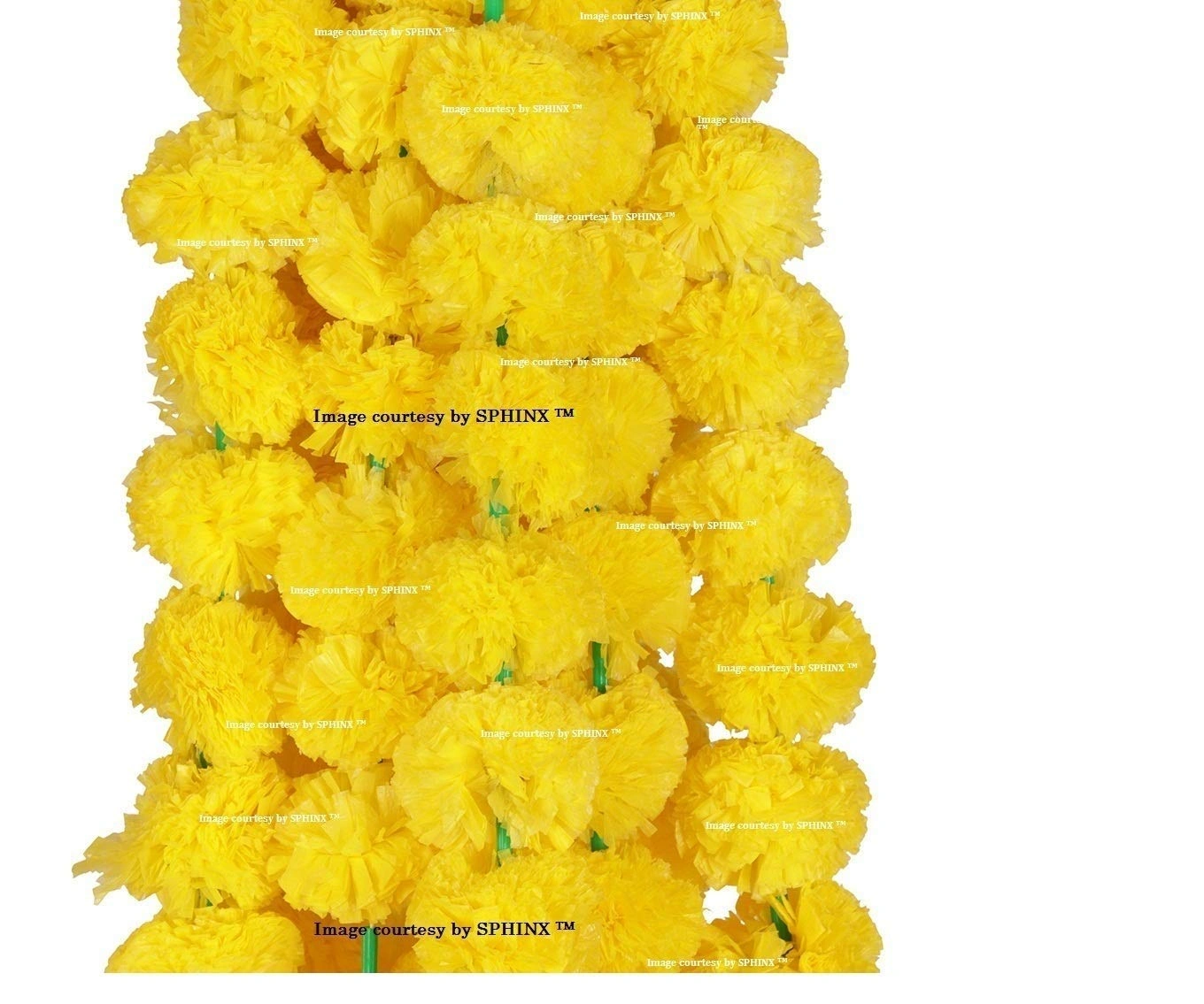 SPHINX Artificial Marigold Fluffy Flower Garlands (Yellow, 2 Pieces)-6527692