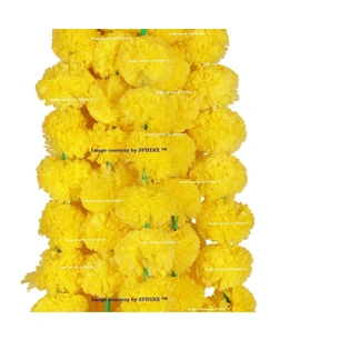 SPHINX Artificial Marigold Fluffy Flower Garlands (Yellow, 2 Pieces)