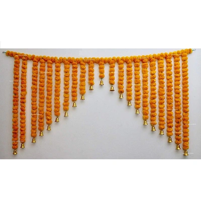 SPHINX Artificial Marigold Fluffy Flowers Grand Entrance/mandap toran for Decoration - Approx 6X 4ft- (Light Orange)