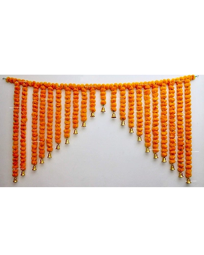 SPHINX Artificial Marigold Fluffy Flowers Grand Entrance/mandap toran for Decoration - Approx 6X 4ft- (Light Orange)-6527730