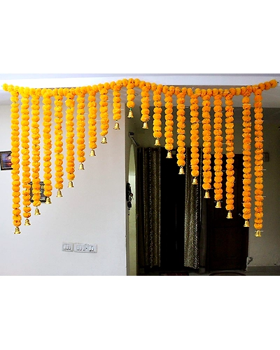 SPHINX Artificial Marigold Fluffy Flowers Grand Entrance/mandap toran for Decoration - Approx 6X 4ft- (Light Orange)-3