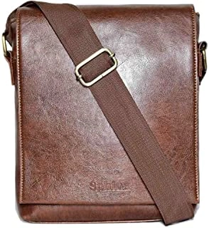 Sphinx Artificial Leather Long Flap Cross-Body Sling Bag for Men/Boys - (L x B x H: 30 x 25 x 7 cm) (Dark Brown)-1