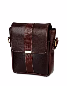 SPHINX Men's 100% Leather Regular Cross-Body Sling Bag (Brown, 25 x 22 x 7 cm)