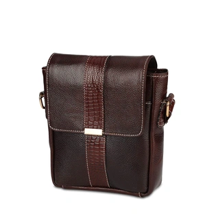 SPHINX Men's 100% Leather Regular Cross-Body Sling Bag (Brown, 25 x 22 x 7 cm)
