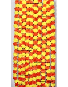 SPHINX Artificial Marigold Fluffy Flowers Garlands(GENDA TORAN) for Decoration - Pack of 10 (Yellow & Dark Orange)