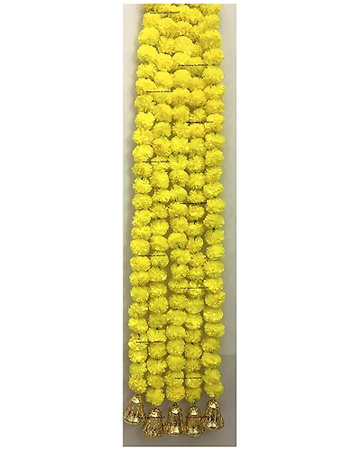 SPHINX Artificial Marigold Flowers And Hanging Bells (Yellow, 5 Pieces)-2