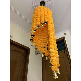 SPHINX Artificial Marigold Fluffy Flowers Chandelier (Light Orange, 1 Piece)