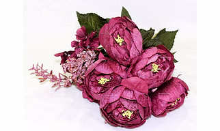 SPHINX Artificial Big Peonies Silk Flowers Bunch (Dark Pinkish Purple, 1 Piece)