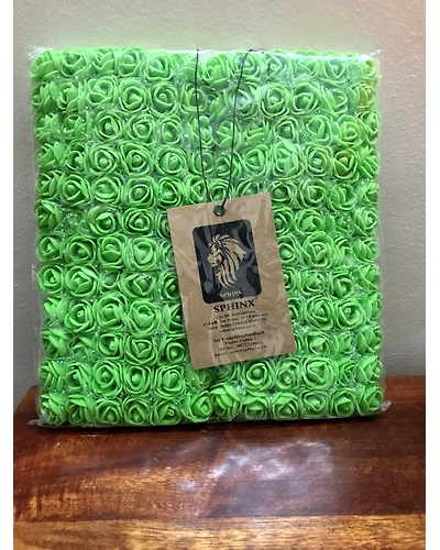 Sphinx® Artificial PU/Foam Tiny Roses for D-I-Y Crafts/Decoration/School Projects/Wreath-Tiara Making - Pack of 144 Pieces (Green with Net)-6529922