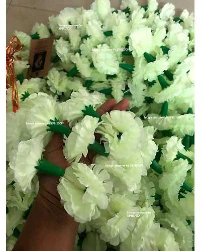 SPHINX Artificial Marigold Flowers Garlands (Off White Greenish, 6 Pieces)-2