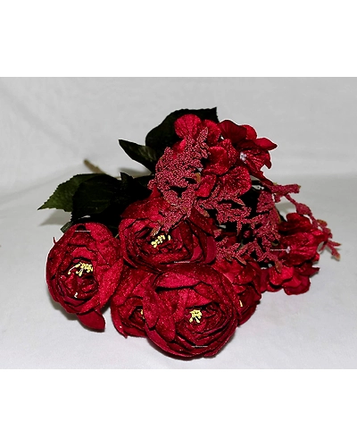 SPHINX Artificial Big Peonies Silk Flowers Bunch (Deep Red, 1 Piece-3