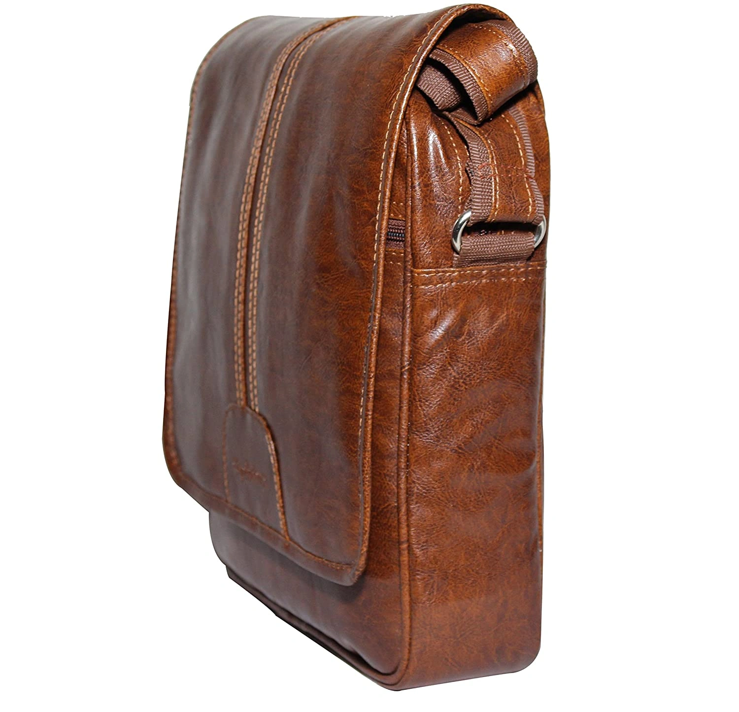 Sphinx Artificial Leather Cross-Body Large Sling Bag for Men/Boys - (L x B x H: 30 x 25 x 7 cm) (Tan-1