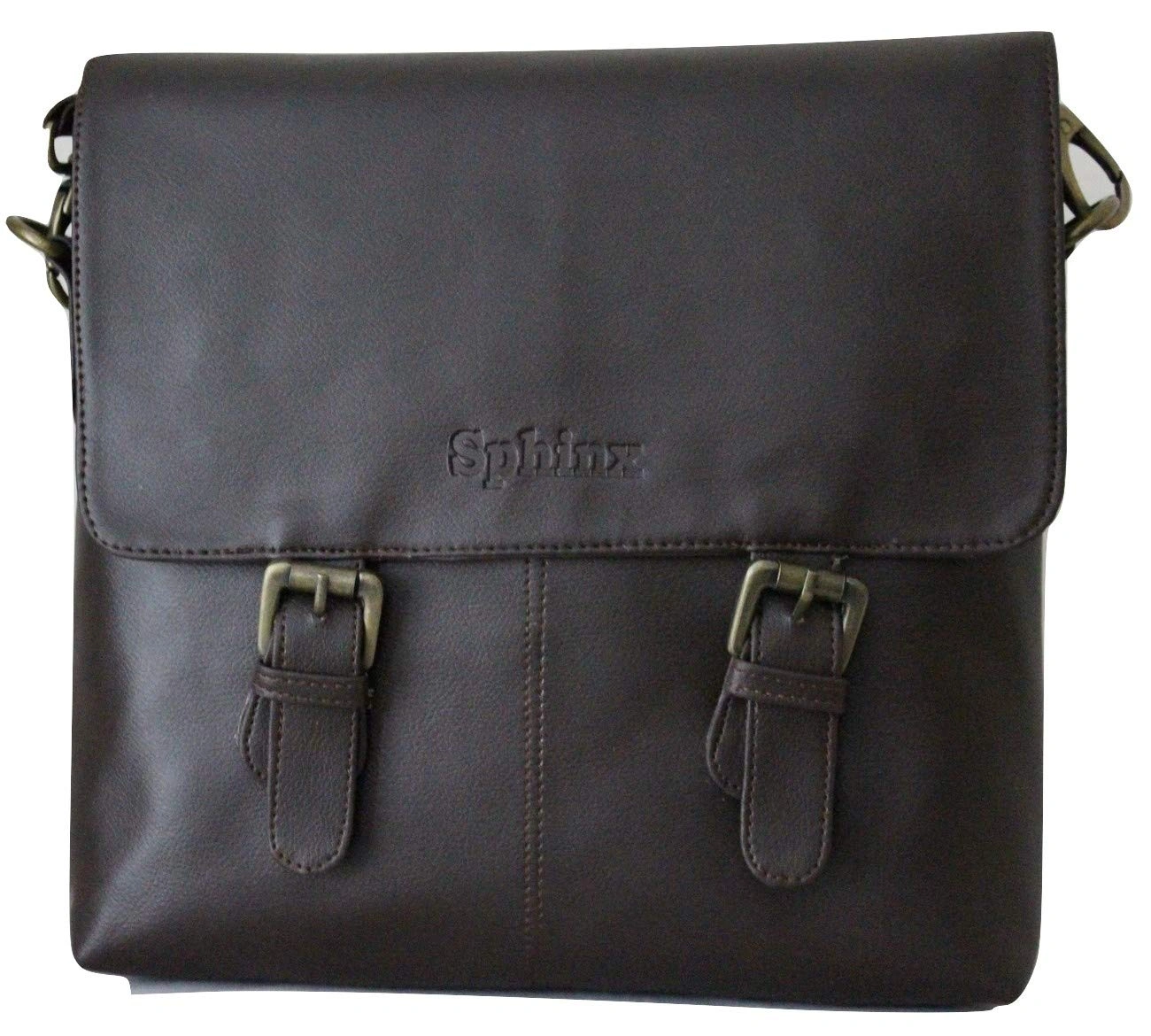 SPHINX Leatherette Cross-Body Horizontal Large Sling Bag for Men (29x5x29 cms) Dark Brown - 1 Piece-6530374