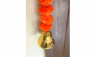 Sphinx Artificial Marigold Fluffy Flowers and Tuberose (rajnigandha) Triple Lines Door toran Set/Door hangings (Approx. 100 x 158 cms (Dark Orange)