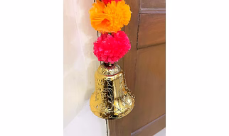 Sphinx Artificial Marigold Fluffy Flowers Triple line Door toran Set/Door hangings (Approx 100 x 152 cms) - (Light Orange and Red)