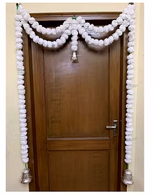SPHINX Artificial Marigold Fluffy Flower Garlands Door Toran Set (White, 1 Piece)