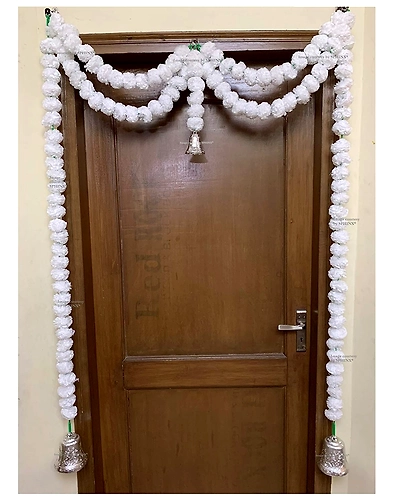 SPHINX Artificial Marigold Fluffy Flower Garlands Door Toran Set (White, 1 Piece)-6908366