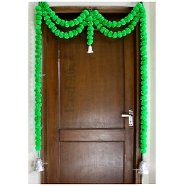 SPHINX Artificial Marigold Fluffy Flowers Garlands Door Toran /door Hangings (Green, 1 Piece)