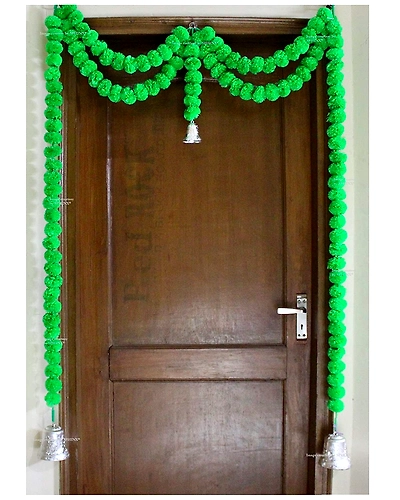 SPHINX Artificial Marigold Fluffy Flowers Garlands Door Toran /door Hangings (Green, 1 Piece)-6908368