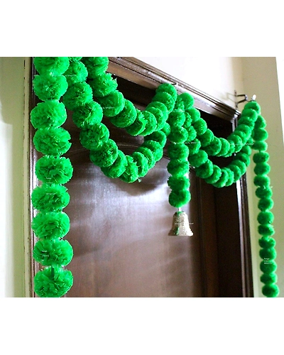SPHINX Artificial Marigold Fluffy Flowers Garlands Door Toran /door Hangings (Green, 1 Piece)-1