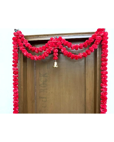 SPHINX Artificial Marigold Fluffy Flowers Garlands Door Toran /door Hangings (Red, 1 Piece)-6908370