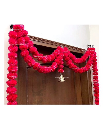 SPHINX Artificial Marigold Fluffy Flowers Garlands Door Toran /door Hangings (Red, 1 Piece)-2