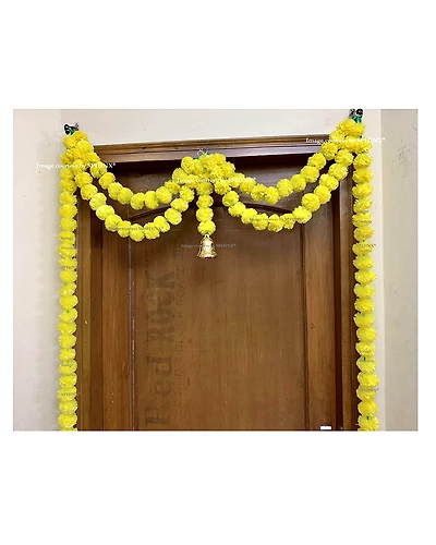 SPHINX Artificial Marigold Fluffy Flowers Garlands Door Toran /door Hangings (yellow, 1 Piece)-6908372
