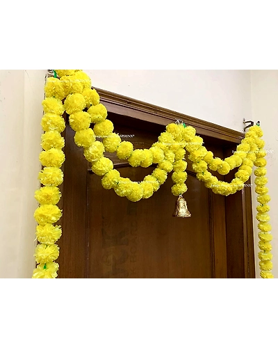 SPHINX Artificial Marigold Fluffy Flowers Garlands Door Toran /door Hangings (yellow, 1 Piece)-2
