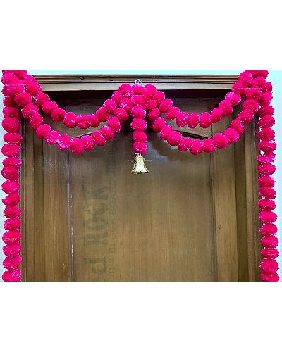 SPHINX Artificial Marigold Fluffy Flowers Garlands Door Toran /door Hangings(pink)-1