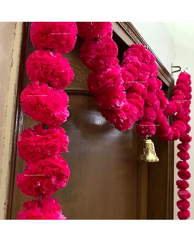SPHINX Artificial Marigold Fluffy Flowers Garlands Door Toran /door Hangings(pink)-2