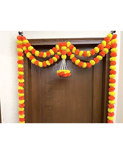 SPHINX Artificial Marigold Flowers and Tuberose(Yellow;Orange, 1 Piece)-1