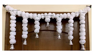 SPHINX Artificial Marigold Fluffy Flower Garlands Door Toran Set (White, 1 Piece)