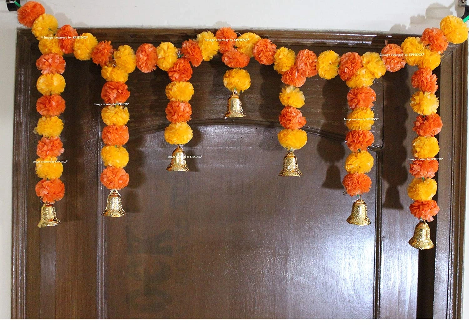 SPHINX Artificial Marigold Flower Toran Set/Door Hangings (Light And Dark Orange, 1 Piece)-6908522