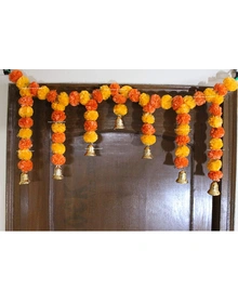 SPHINX Artificial Marigold Flower Toran Set/Door Hangings (Light And Dark Orange, 1 Piece)