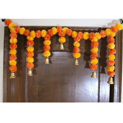 SPHINX Artificial Marigold Flower Toran Set/Door Hangings (Light And Dark Orange, 1 Piece)