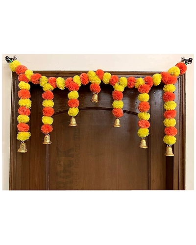 SPHINX Artificial Marigold Garlands Door Toran Set (yellow and orange, 1 Piece)-6908592