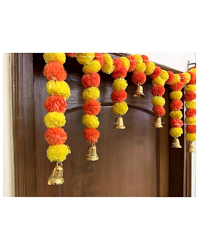 SPHINX Artificial Marigold Garlands Door Toran Set (yellow and orange, 1 Piece)-1