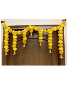 SPHINX Artificial Marigold Fluffy Flower Garlands Door Toran Set (Yellow & Light Orange, 1 Piece)