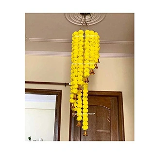 SPHINX Artificial Marigold Fluffy Flowers Chandelier (Yellow, 1 Piece)