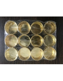 SPHINX® Small Golden Colored Tin Tea Light Candle Holders for Decoration/Crafts - Pack of (12)