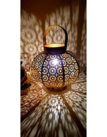 Sphinx Handcrafted Metallic matki Shape Aroma Diffuser Lantern ( with Bulb and 10 ml Aroma Oil)
