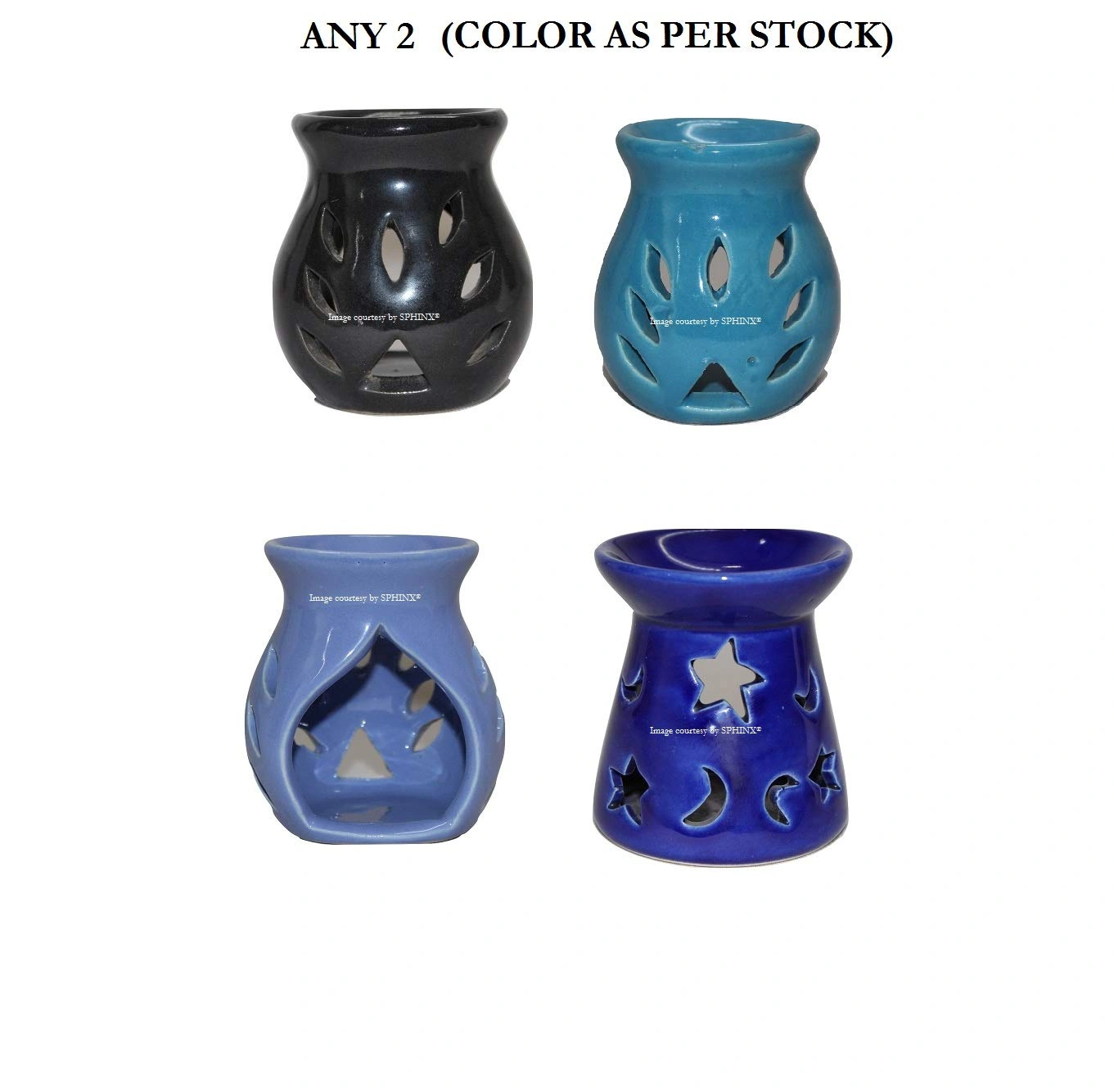 SPHINX Ceramic Diffuser/Aroma Oil Burner/Visarak Set of 2 (Color as per Stock)-6908736