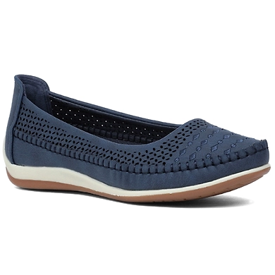 SHOEco Blue Ballerinas For Women-CVJ-DIS1-1534