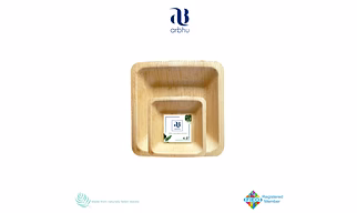 4.5" Square Palm Leaf Bowl