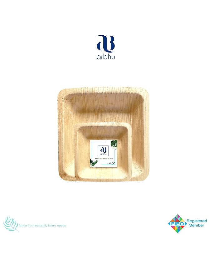4.5&quot; Square Palm Leaf Bowl-1034
