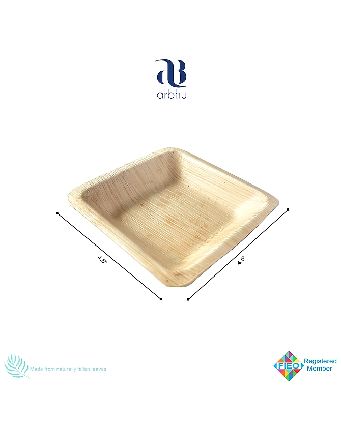 4.5&quot; Square Palm Leaf Bowl-1
