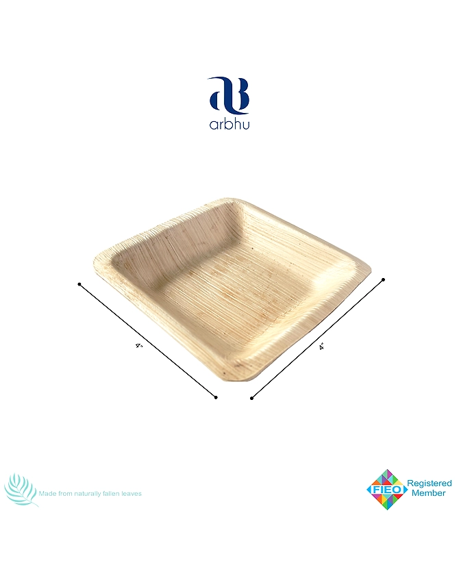 4&quot; Square Palm Leaf Bowl-2