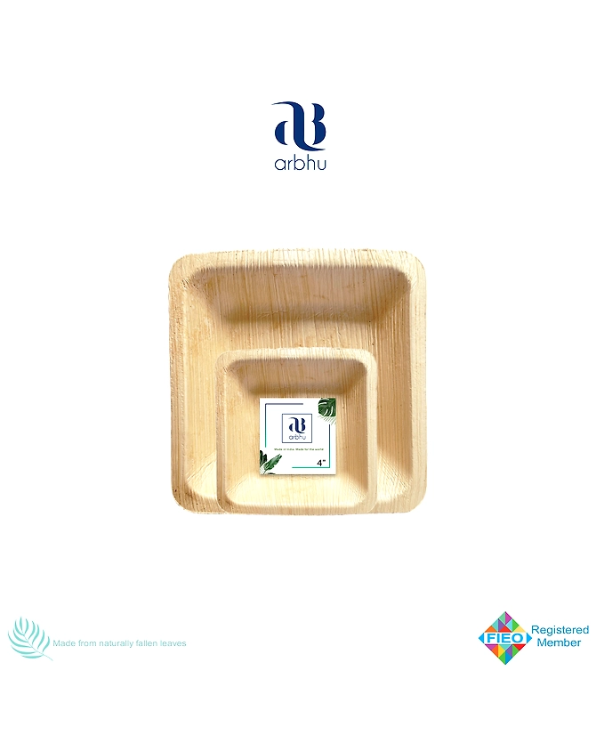 4&quot; Square Palm Leaf Bowl-1035