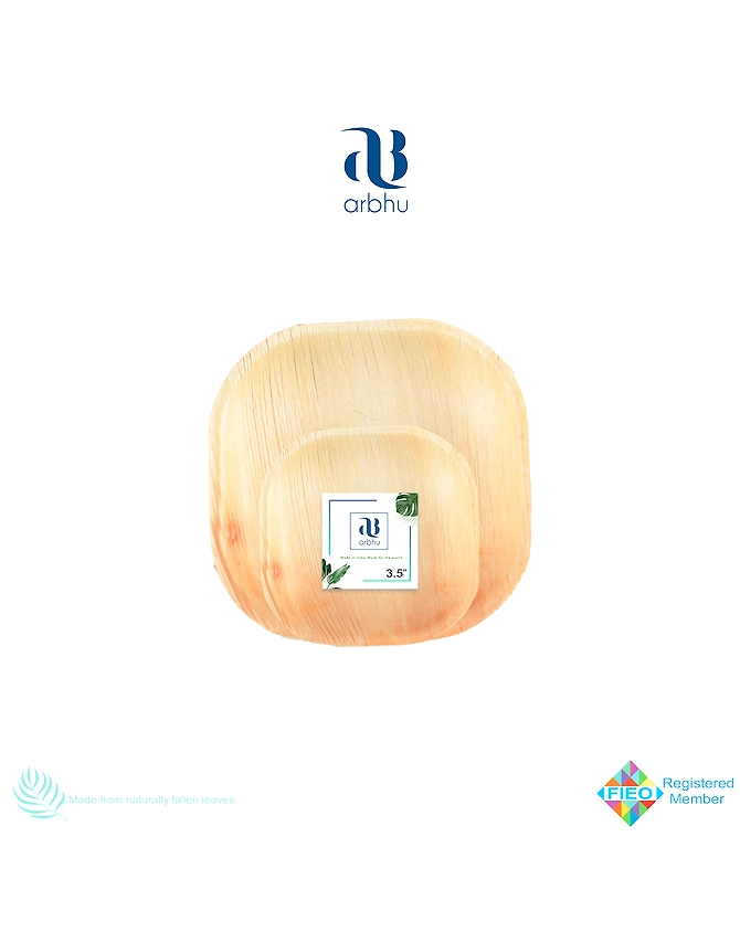 3.5&quot; Square Palm Leaf Bowl-1036