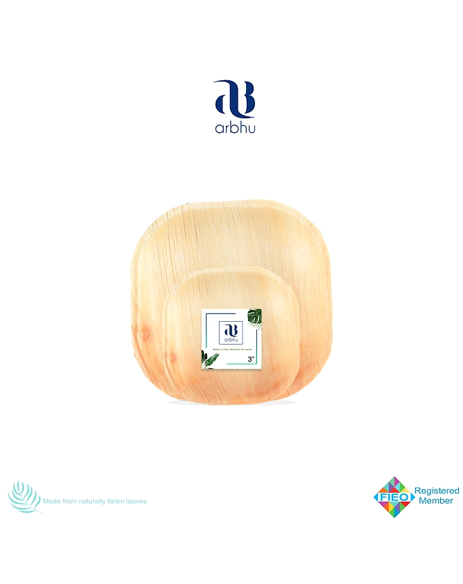 3&quot; Square Palm Leaf Bowl-1037